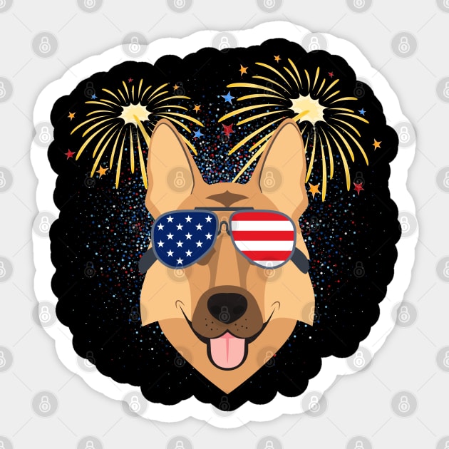 Cool Dog USA flag Patriotic 4th July independence day coolest shirt for july forth Sticker by BoogieCreates